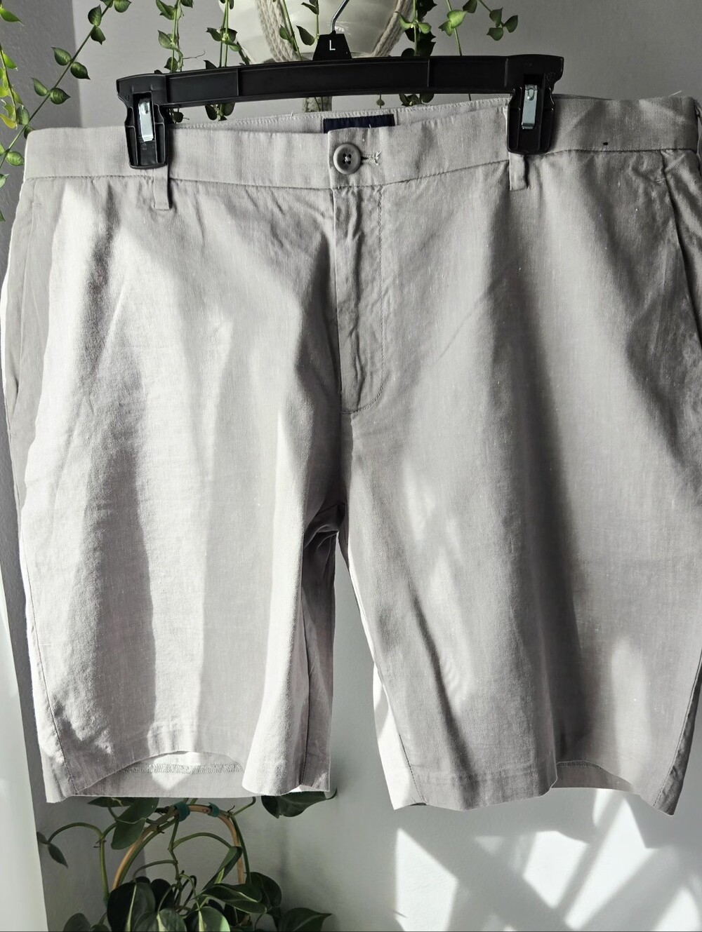 DEKE Oasis Linen Bermuda Shorts 36 Grey Diamond Crotch Gusset Performance Golf